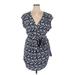 DR2 Casual Dress - Mini V Neck Short sleeves: Blue Dresses - Women's Size X-Large