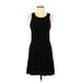 Ann Taylor LOFT Casual Dress - A-Line Scoop Neck Sleeveless: Black Print Dresses - Women's Size Medium Petite