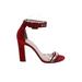 Tamara Mellon Heels: Red Print Shoes - Women's Size 38.5 - Open Toe