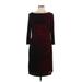 Chaps Casual Dress - Sheath: Burgundy Print Dresses - Women's Size Large