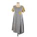 Lularoe Casual Dress - A-Line Scoop Neck Short sleeves: Gray Print Dresses - Women's Size Small