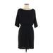 Jessica Simpson Casual Dress Boatneck 3/4 sleeves: Black Print Dresses - Women's Size Medium