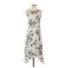 Banana Republic Factory Store Casual Dress - A-Line Crew Neck Sleeveless: Ivory Floral Dresses - Women's Size 2 Petite