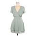 Honey and Rosie Casual Dress - A-Line Plunge Short sleeves: Green Dresses - Women's Size 9