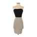 BCBGMAXAZRIA Casual Dress - Bodycon Strapless Sleeveless: Tan Color Block Dresses - Women's Size X-Small