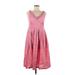 Moulinette Soeurs Casual Dress - A-Line V Neck Sleeveless: Pink Print Dresses - Women's Size 6