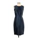 Max Mara Casual Dress - Sheath Crew Neck Sleeveless: Blue Print Dresses - Women's Size 2