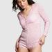 Women's PINK Cotton Heart Pointelle Romper