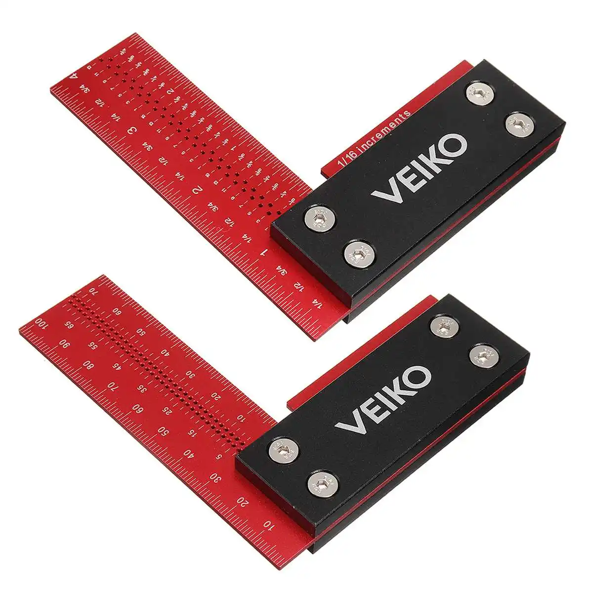 L-förmiges Loch lineal Holz bearbeitungs lineal Aluminium legierung Präzision quadratisch metrisch 100mm imperial 4 Zoll 90 Grad Messschieber Image