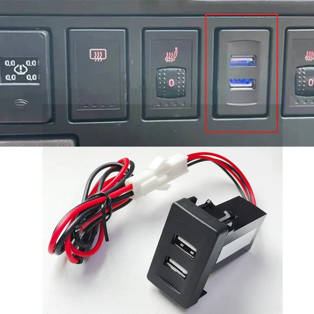 Auto ladegerät Dual USB Port Relais Telefonbuchse mit Kabel Zubehör für VW Volkswagen T4 Passat Golf 4 Image