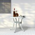 UBesGoo Patio Side Table 23.6 in Cast Aluminum Table Metal Bistro Round Table Iron Tea Table White