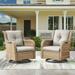 PARKWELL 2PCS Outdoor Swivel Gliders - Patio Wicker Bistro Furniture Set for Porch Balcony Backyard - Beige Cushioned Swivel Rocking Chairs in Yellow Wicker