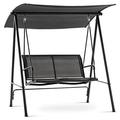 patio swing chair with adjustable canopy outdoor steel frame breathable seats hanging porch swing 4001 (grey)