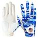 FINGER TEN Golf Gloves Men Left Hand Right with Ball Marker USA Flag Blue Camo Plaid Pack Mens Leather Golf Glove All Weather Grip Small Medium ML Large XL