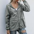 Women Hooded Waterproof Zipper Windproof Waterproof Raincoat Jacket