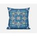 Amrita Sen Designs 26 x 26 in. Paisley Leaf Geo Broadcloth Indoor & Outdoor Zippered Pillow - Blue Light Blue & Beige