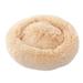Luxury Shag Fur Donut Cuddler Round Cat and Dog Cushion Bed Self-Warming and Cozy for Improved Sleep (Small Size Beige)