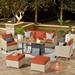 HOOOWOOO Outdoor 6-piece PE Wicker Conversation Patio Set with Fire Pit Table