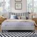 Queen Size Upholstered Platform Bed Frame with Vertical Channel Tufted Headboard, No Box Spring Needed