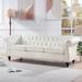 84.65" Chesterfield Tufted Faux Leather Sofa with Rolled Arms