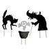 30" Metal Black Silhouette Halloween Figures Yard Stake, Set of 3