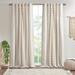 100% Cotton Printed Curtain Panel with Chenille Stripe and Lining, Privacy-Enhancing Curtains for Bedroom or Living Room