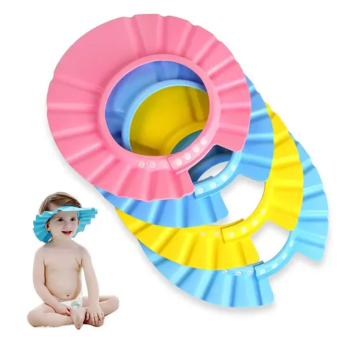 Bad Dusche Cap für Kinder Baby-Shampoo-Bad Kappe Einstellbar EVA Kappe Kind Wasserdicht Augenschutz Ohrenschützer Kopfbedeckungen Shampoo Kappe
