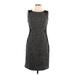 Elie Tahari Casual Dress - Sheath High Neck Sleeveless: Gray Dresses - Women's Size 10