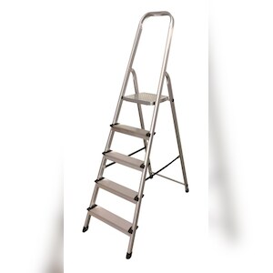 Lex Alu Stufenstehleiter Haushaltsleiter Klappleiter Trittleiter 5 stufig klappbar Image