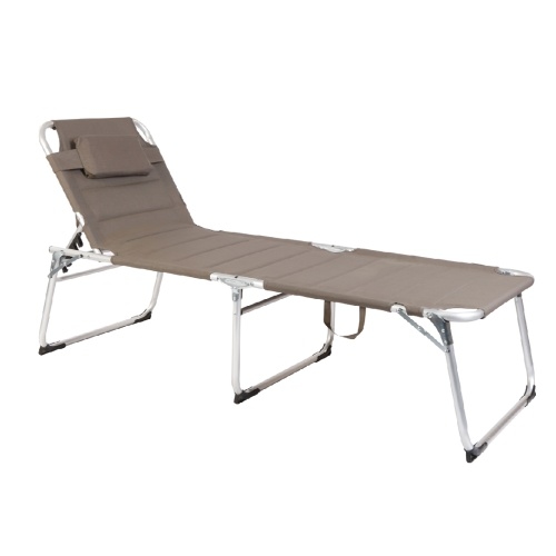 Lex XXL Aluminium Gartenliege Sonnenliege gepolstert mit Kopfkissen klappbar 200 cm Taupe : Taupe Image