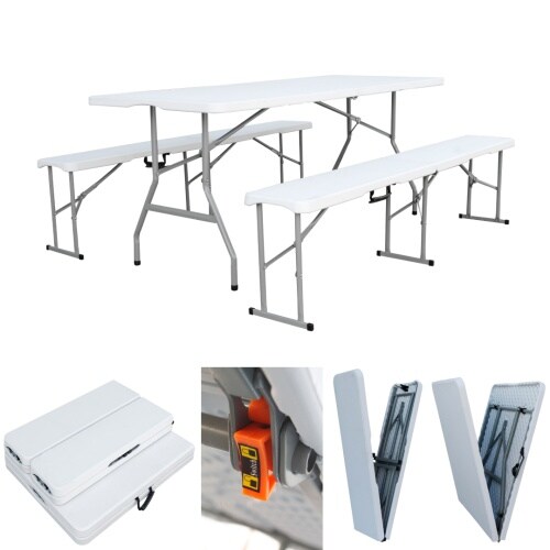 Lex Klappbares 3-tlg. Festivalset Biertischgarnitur Bierbank Biertisch Campingset Image