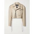 Magda Butrym - Cropped Leather Biker Jacket - Neutral