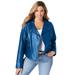 Plus Size Women's Leather Moto Jacket by Jessica London in Ocean Teal (Size 22 W)