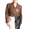 Plus Size Women's Cropped Faux Leather Jacket by ELOQUII in Potting Soil (Size 16)