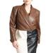 Plus Size Women's Cropped Faux Leather Jacket by ELOQUII in Potting Soil (Size 24)