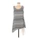 Soft Surroundings Casual Dress - Shift Scoop Neck Sleeveless: Gray Stripes Dresses - Women's Size Medium