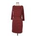 L.L.Bean Signature Casual Dress - Sheath: Burgundy Dresses - Women's Size 8