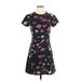 Pam & Gela Casual Dress - Mini High Neck Short sleeves: Black Print Dresses - Women's Size Small