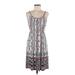 Style&Co Casual Dress - A-Line Scoop Neck Sleeveless: Gray Aztec or Tribal Print Dresses - Women's Size Medium