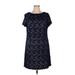 DressBarn Cocktail Dress - Shift Crew Neck Short sleeves: Blue Print Dresses - Women's Size 14