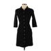 Great Jones Casual Dress - Shirtdress Collared 3/4 sleeves: Black Print Dresses - Women's Size X-Small