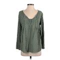 Suzanne Betro Long Sleeve Blouse: Green Polka Dots Tops - Women's Size X-Large