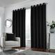 Enhanced Living Black Velvet, Supersoft, Blackout, Thermal Pair of Curtains with Eyelet Top - 100% Blackout, Energy Saving, Noise Reducing, Thermal Curtain 66 x 54 inch (168x137cm)