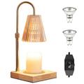 OKYUK Candle Warmer Lamp Height Adjustable Compatible with Yankee Candle Large Jar Candle,Electric Candle Lamp, Dimmable, Melting Top for Scented Wax with Glass Shade with 2 Bulbs (Champagne Dimmer)