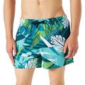 Speedo Men's Printed Leisure 14" Watershort, Dark Petrol/Tile/Neon Absinthe/White, S