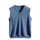 SAWEEZ Mens V-Neck Knitted Sweater Vest, Cashmere Vest Jumper Fine Knit Sweater Solid Color Sleeveless Wool Waistcoat Casual Pullover Knitwear Gilets Waistcoat Tank Top,Blue,L