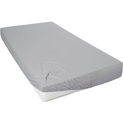 Spannbettlaken PRIMERA "Mako-Feinjersey Spannbetttuch", grau (granit), B:140-160cm L:200cm, Mako-Jersey, Obermaterial: 100% Baumwolle, Laken, Geeignet für Standardmatratzen bis 22 cm, 100% Baumwolle Image