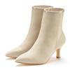 Stiefelette LASCANA, Damen, Gr. 37, beige, Obermaterial: 100% Lederimitat. Futter: 100% Textilmaterial. Decksohle: 100% Lederimitat. Laufsohle: 100% Synthetik, unifarben, modisch, Schuhe, High-Heel Ankle Stiefel in Denim-Optik VEGAN