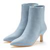 Stiefelette LASCANA, Damen, Gr. 37, blau (denimblau), Obermaterial: 100% Lederimitat. Futter: 100% Textilmaterial. Decksohle: 100% Lederimitat. Laufsohle: 100% Synthetik, unifarben, modisch, Schuhe, High-Heel Ankle Stiefel in Denim-Optik VEGAN