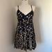 Free People Dresses | Free People Sundress Mini V Neck Cross Back Floral Print Multicolor Sz 6 | Color: Black/Brown | Size: 6